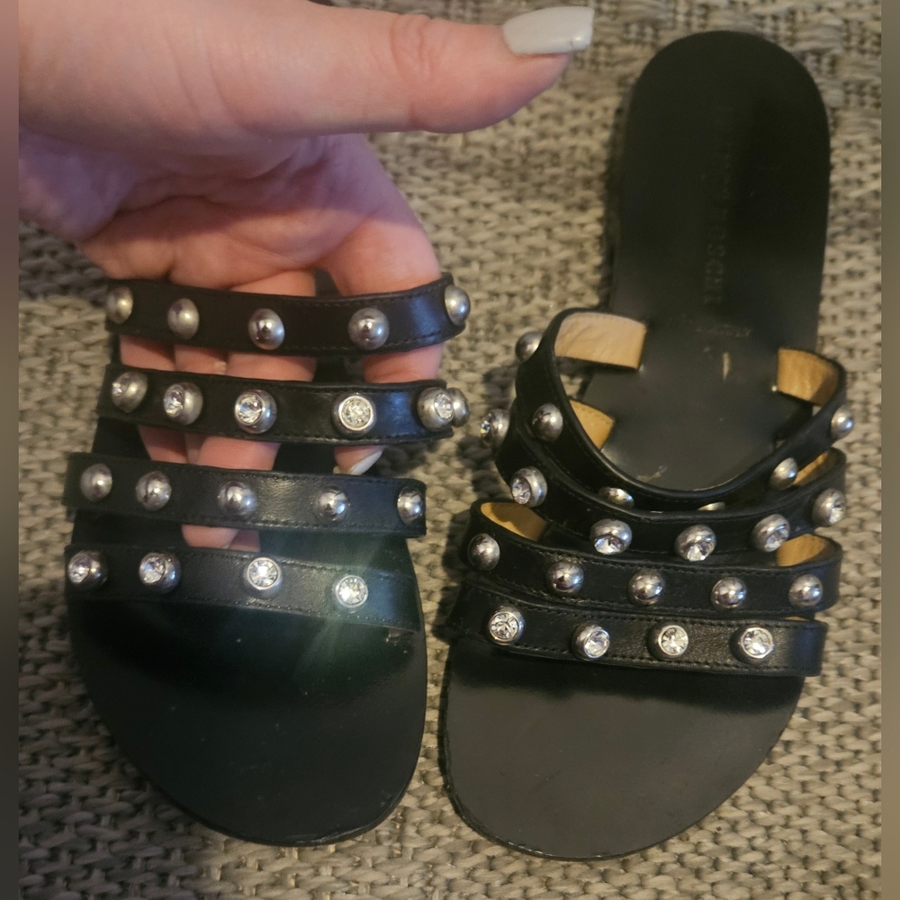 Franco Boschi Made In Italy Studded Black Leather Sandals. 36/6.